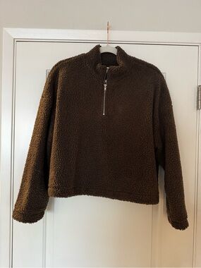 LNA Brown Sherpa Half-Zip Pullover